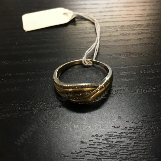 Gold & Silver Ring With Diamonds Stamped 10K & 925